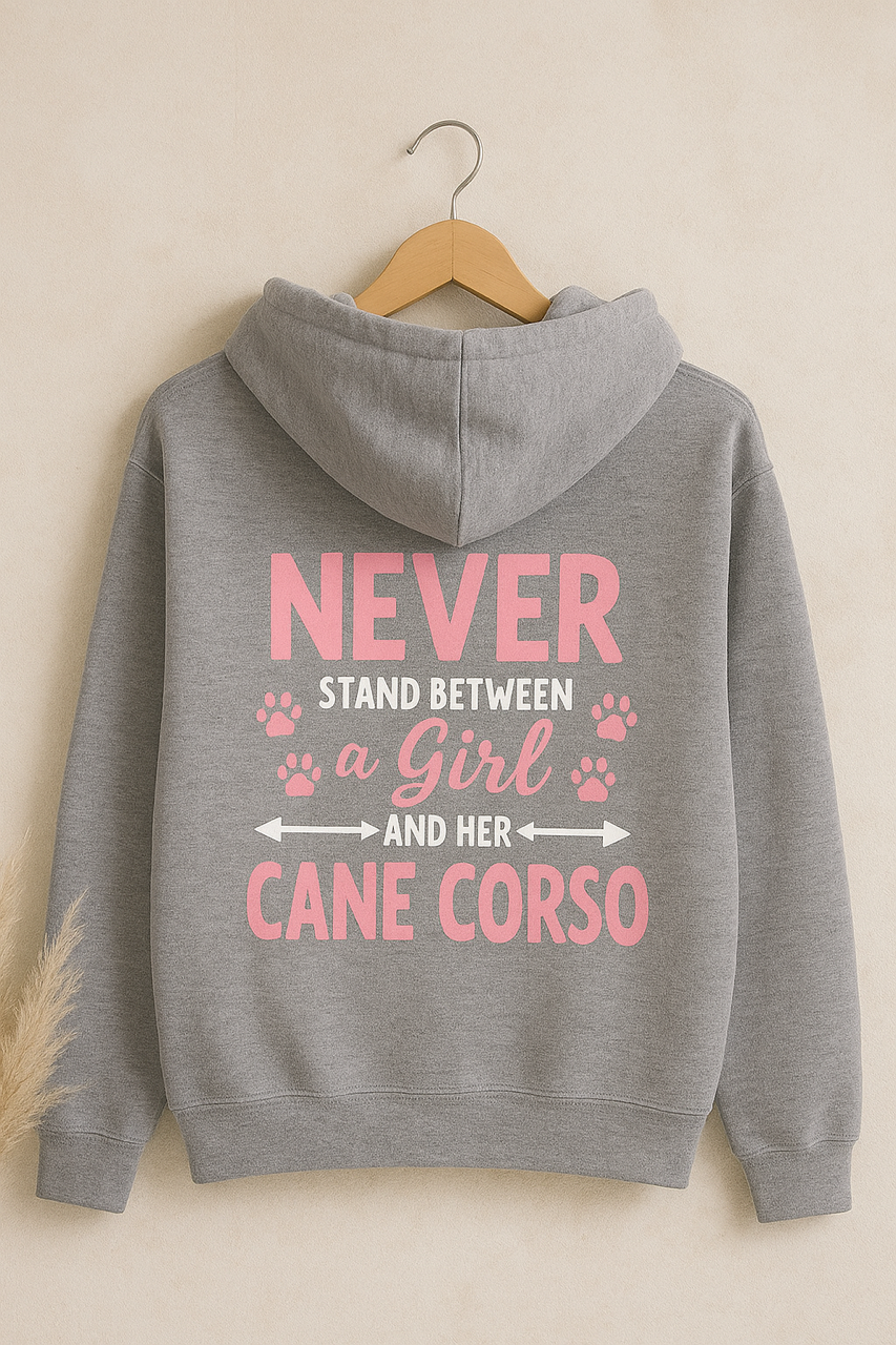 "Never Stand Between a Girl and Her Cane Corso" Hoodie