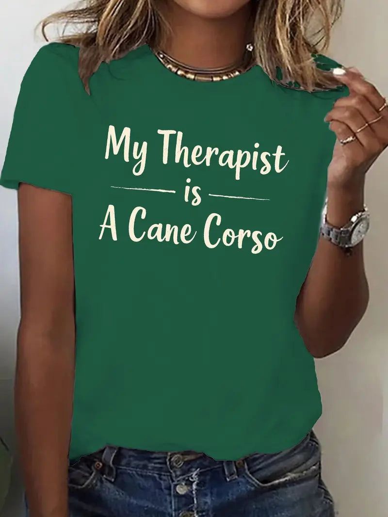 Women's "My Therapist Is A Cane Corso" T-Shirt