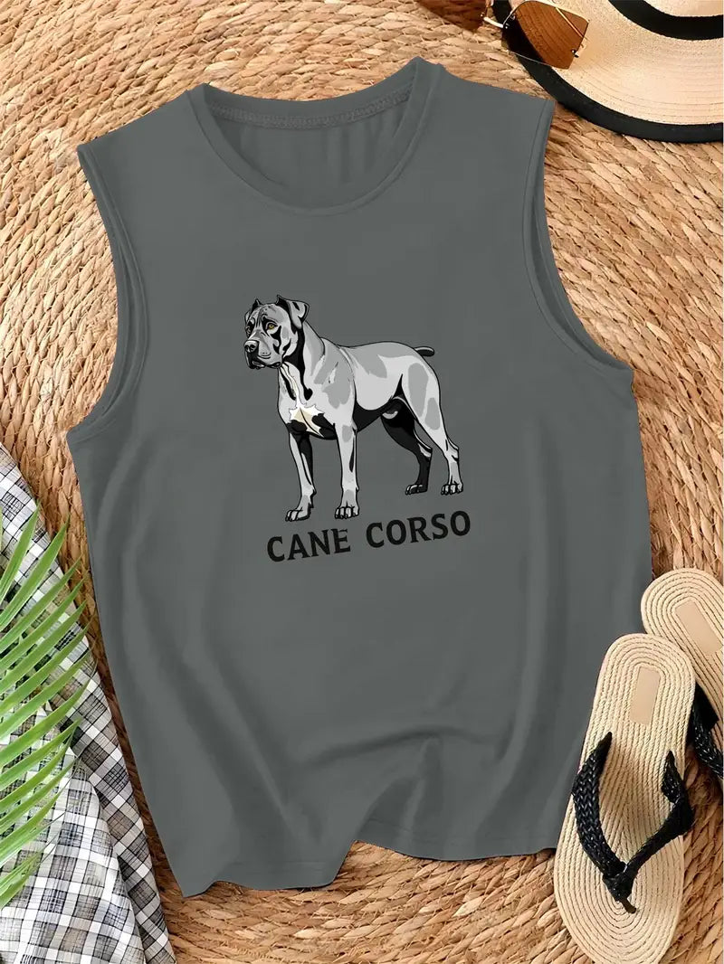 Women's Sleeveless Tank Top with Cane Corso Dog Illustration
