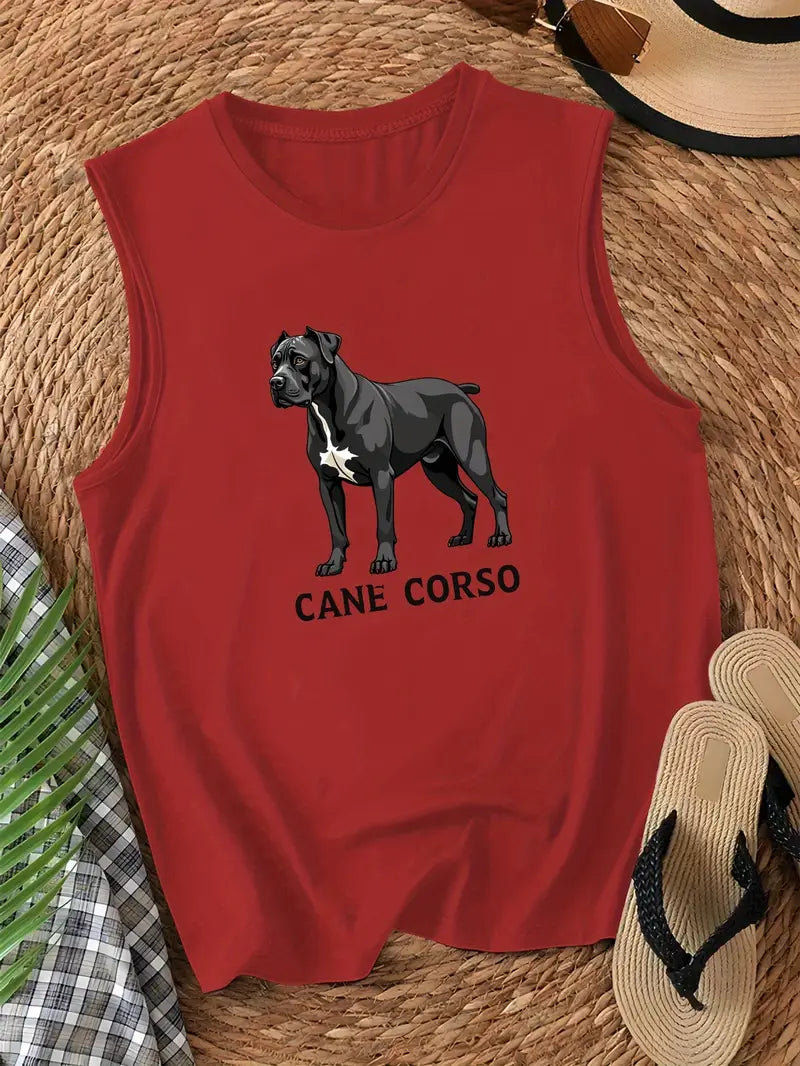 Women's Sleeveless Tank Top with Cane Corso Dog Illustration