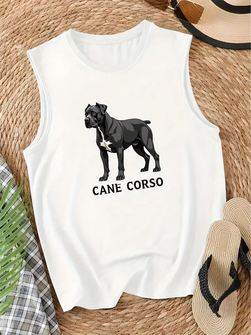 Women's Sleeveless Tank Top with Cane Corso Dog Illustration