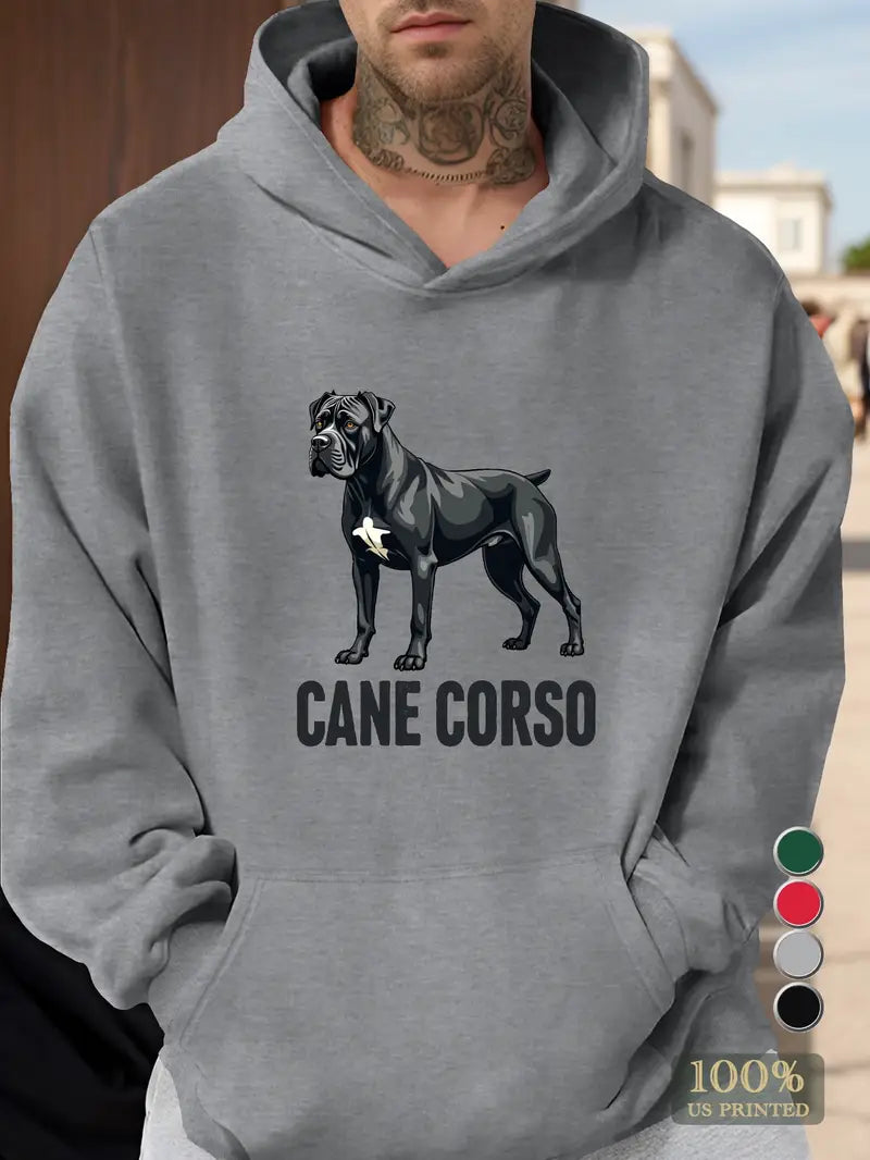 Men's Casual Cane Corso Dog Illustration Hoodie