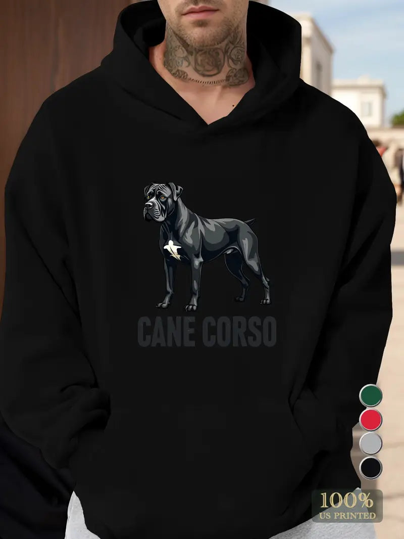 Men's Casual Cane Corso Dog Illustration Hoodie