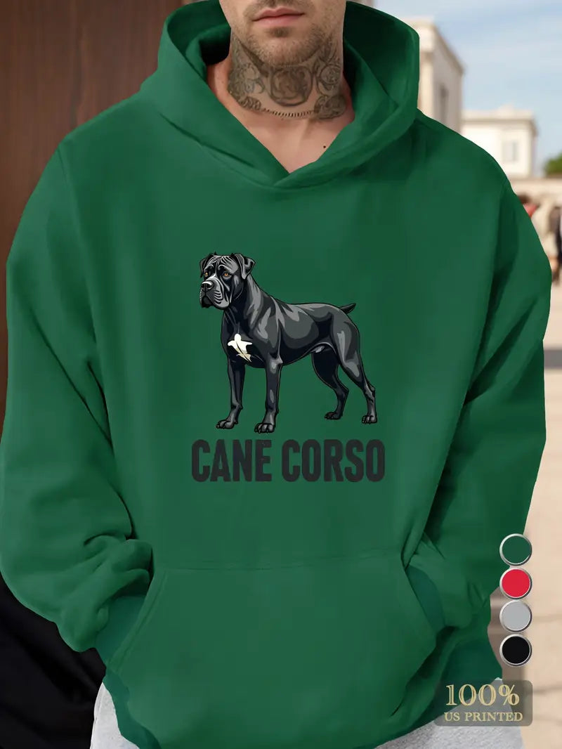Men's Casual Cane Corso Dog Illustration Hoodie