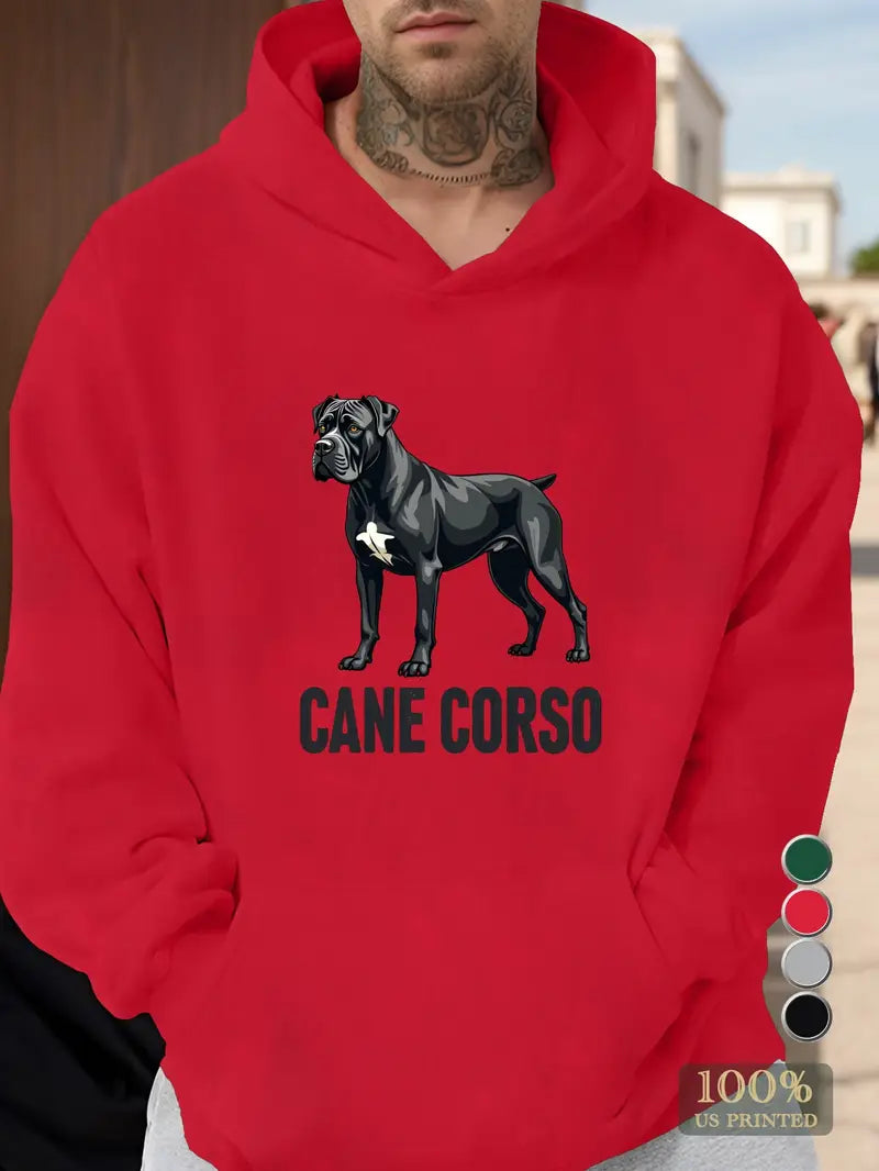 Men's Casual Cane Corso Dog Illustration Hoodie